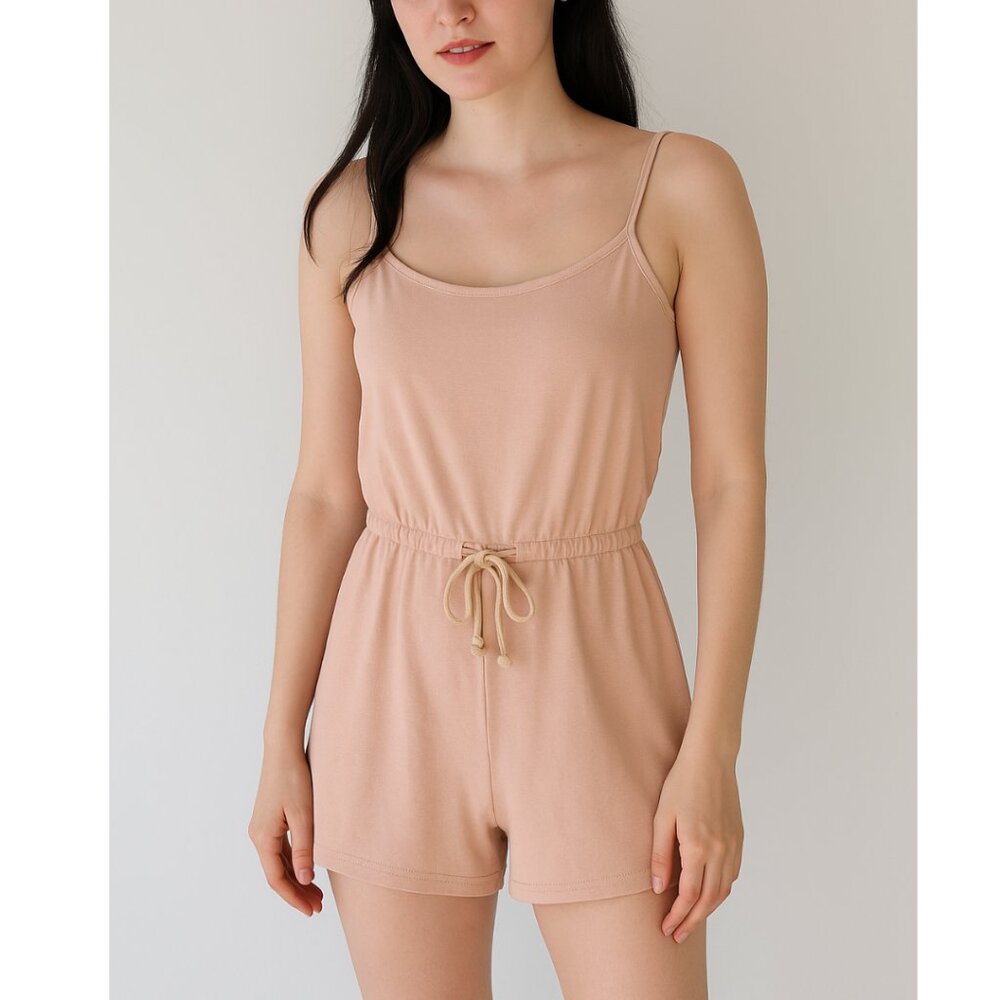 NWT Style Angeles Romper Soft Front Tie Spaghetti Strap Sleeveless Pink Size S